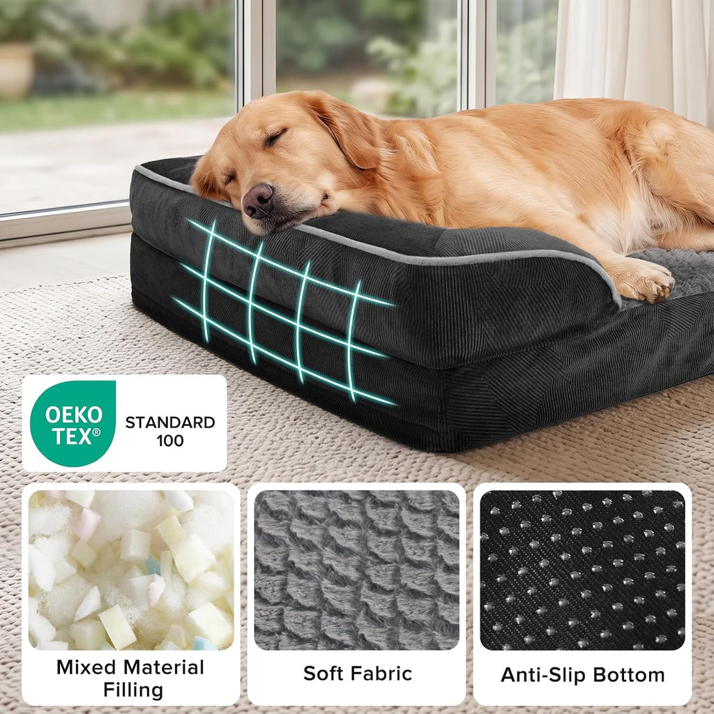 INVENHO Orthopedic Medium Dog Dogs, Egg-Crate Foam Dog Couch with Washable Removable Cover, Waterproof Lining and Nonskid Bottom
