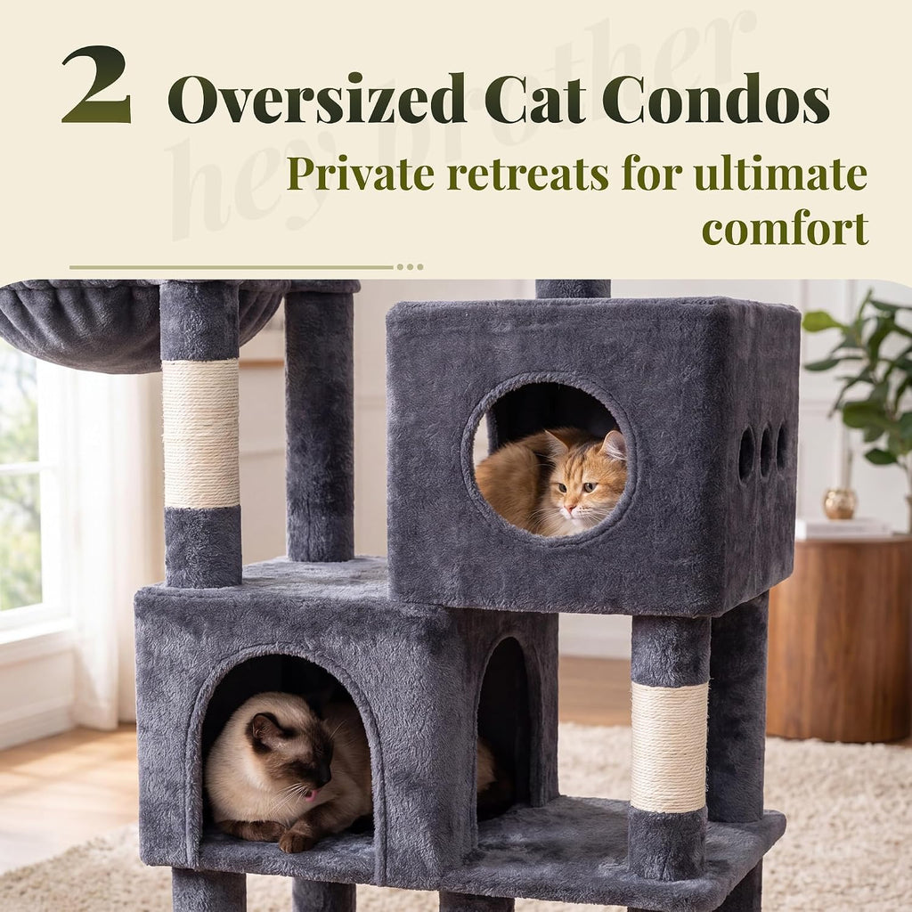 Hey-brother Cat Tree Tower with Stable L-Shaped Widen Base, Condo, MPJ086G