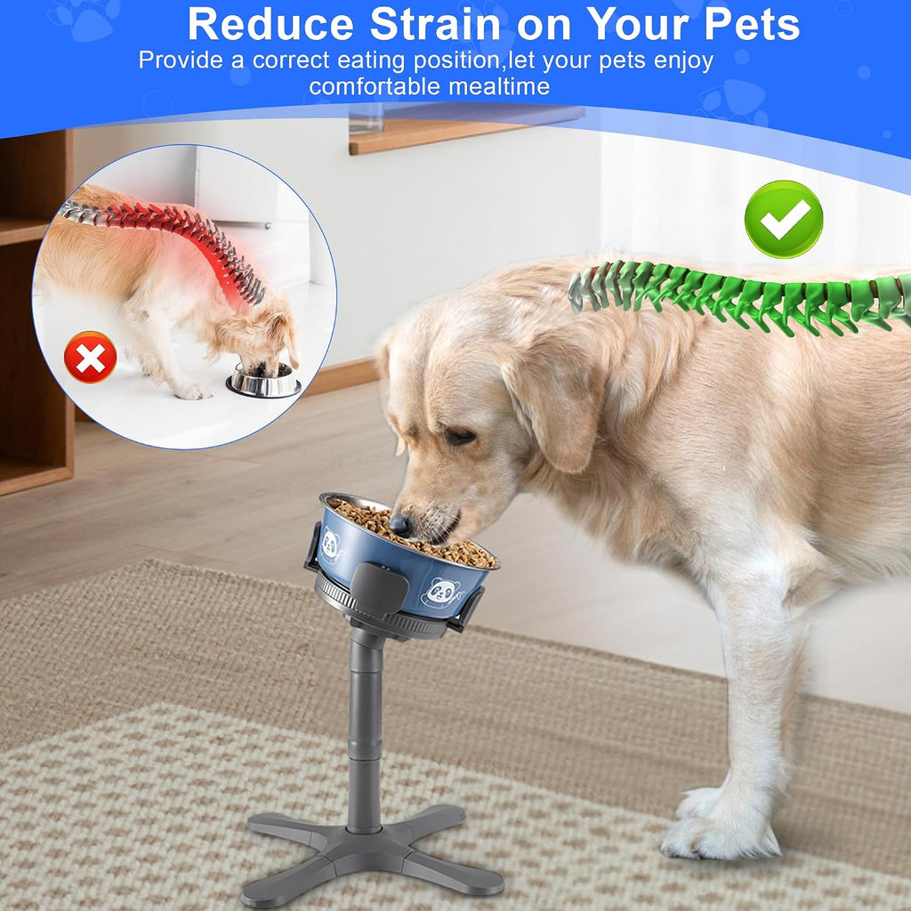 Dog Bowls Elevated Adjustable Stand,Tilted Raised Feeder for 5.5‑9.5in Bowl
