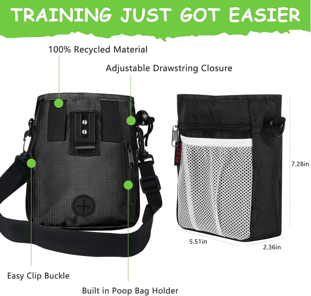 SZO Dog Training Treat Pouch with Training Clicker, Black