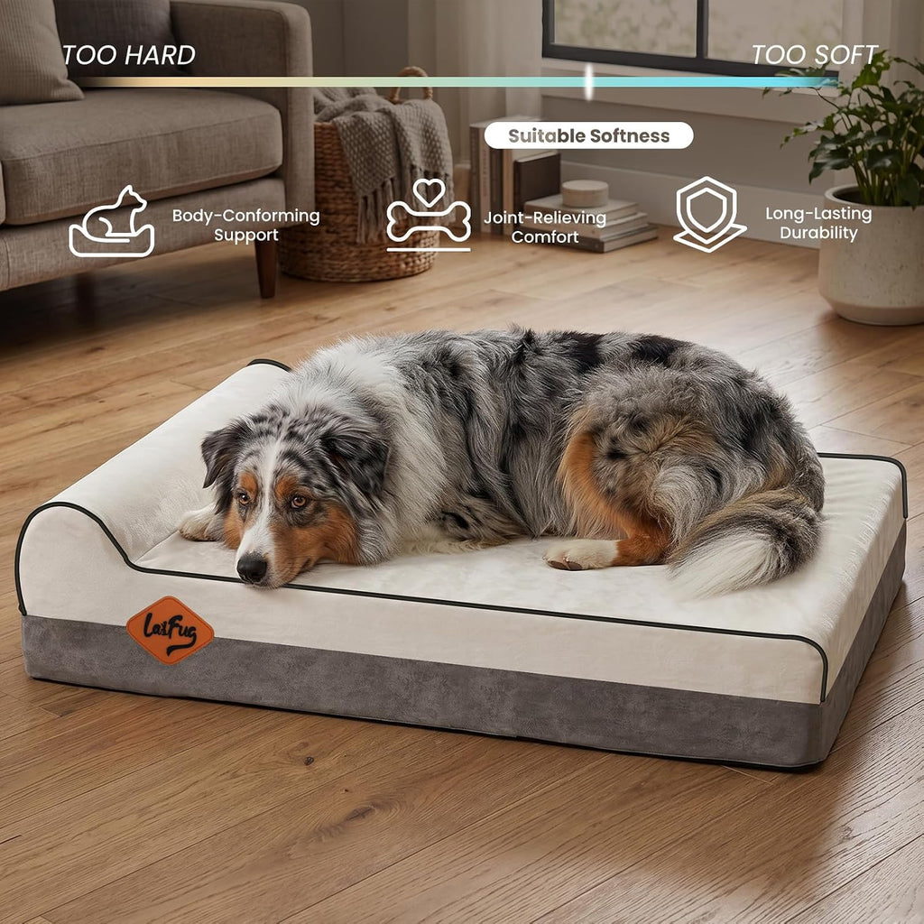Laifug Orthopedic Dog Bed, Dark Grey 40''x25''x5.5'', Memory Foam