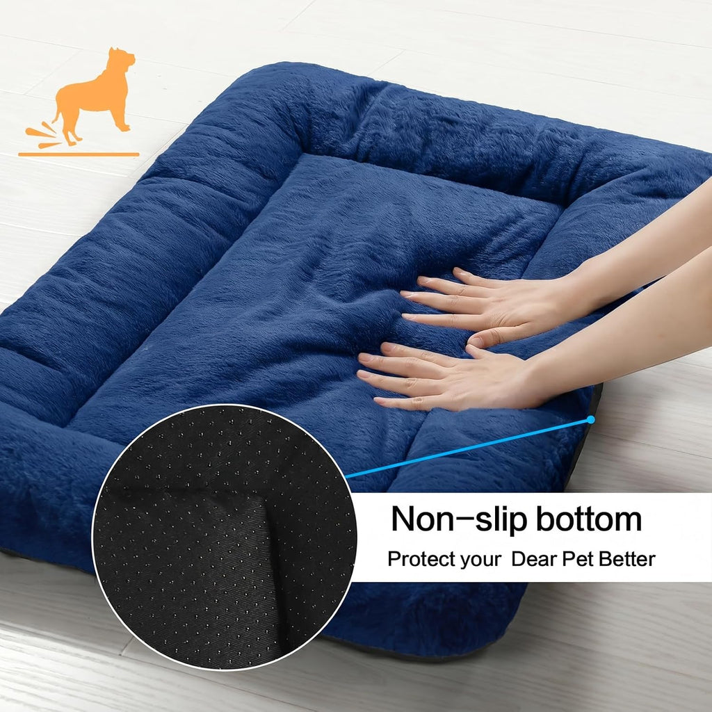 Dog Crate Pad Washable Dog Bed for Crate Large Cozy Mat 48-Inch Navy Blue