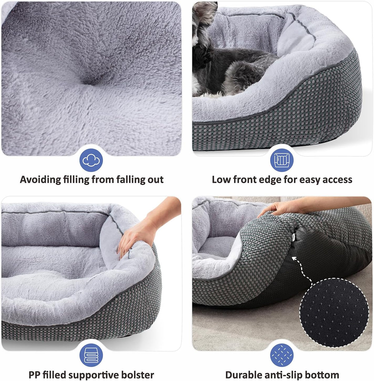 INVENHO XL Dog Beds Large Sized Dog, Washable Orthopedic Warming Soft Sleeping Durable with Anti-Slip Bottom