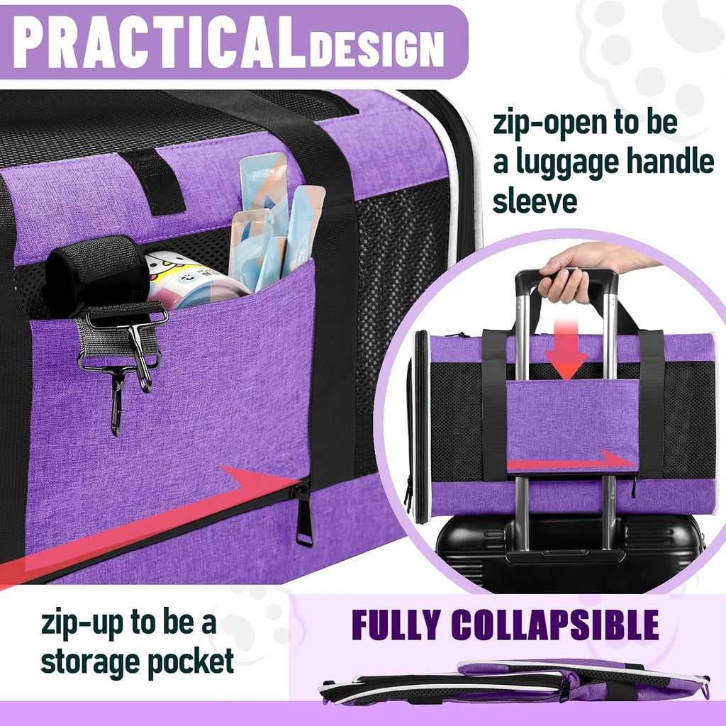 GAPZER Large Cat Carrier Soft, Collapsible Travel Pet Carry Bag, Small Dogs