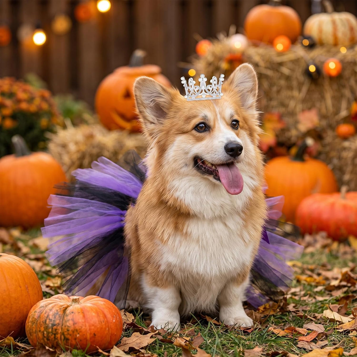 2 Pcs Dog Tutu Dress with Pearl Crown for Small Pet Cat Dog