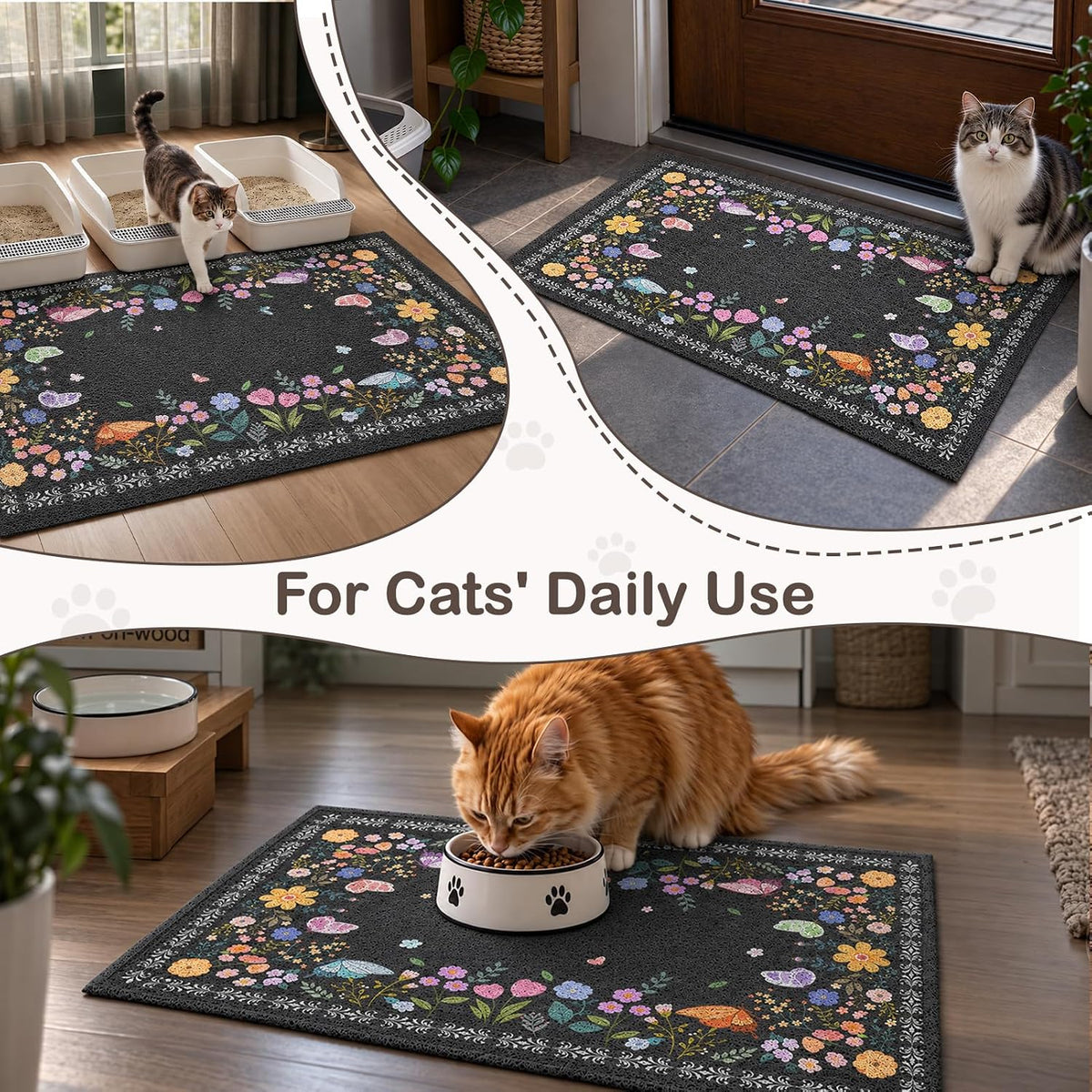 Unicorn Catcher 33"x22" Cat Litter Mat Non-Slip Washable Litter Box Mat