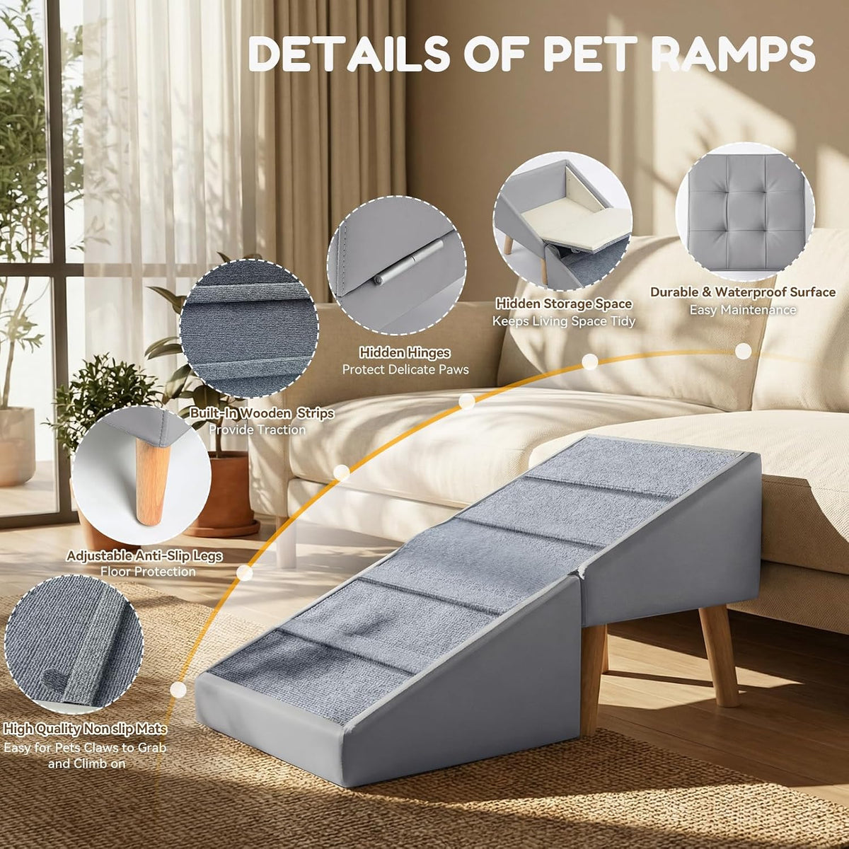 Dog Ramp for Couch, 3-in-1 Ottoman & Pet Stairs for Small Dogs