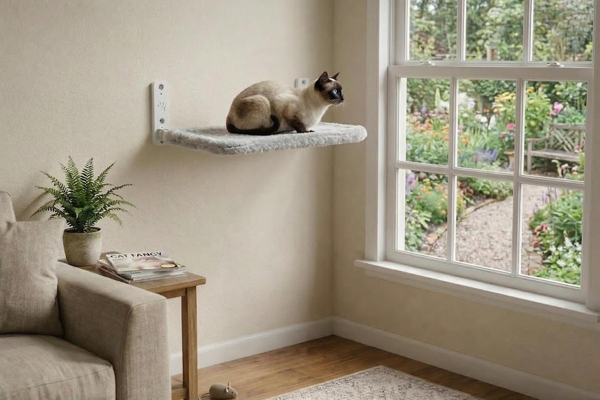 OtterPets Cat Wall Bed, Foldable Cat Wall Hammock with Plush Washable Cover