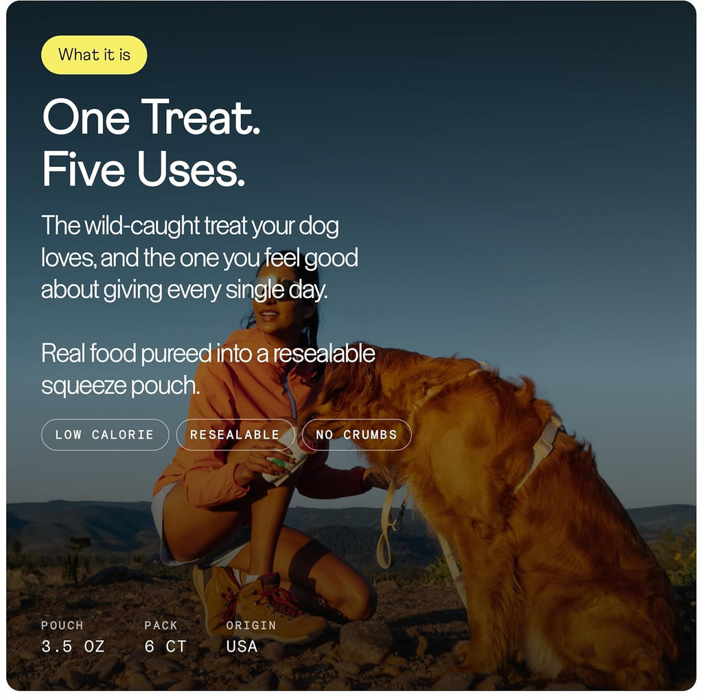 Rigby Essential Dog Treats, Wild-Caught Alaskan Salmon Squeeze Pouches