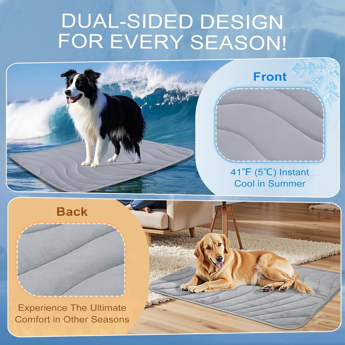 Cozyide Dog Cooling Mat, Q-Max>0.45, 40 L x 28" W, Dark Grey
