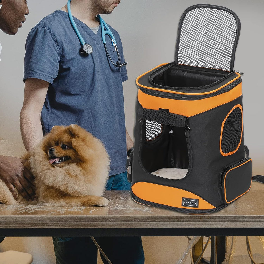 Petsfit Dog and Cat Backpack Carrier, Padded Waist Support, Up to 18 lb