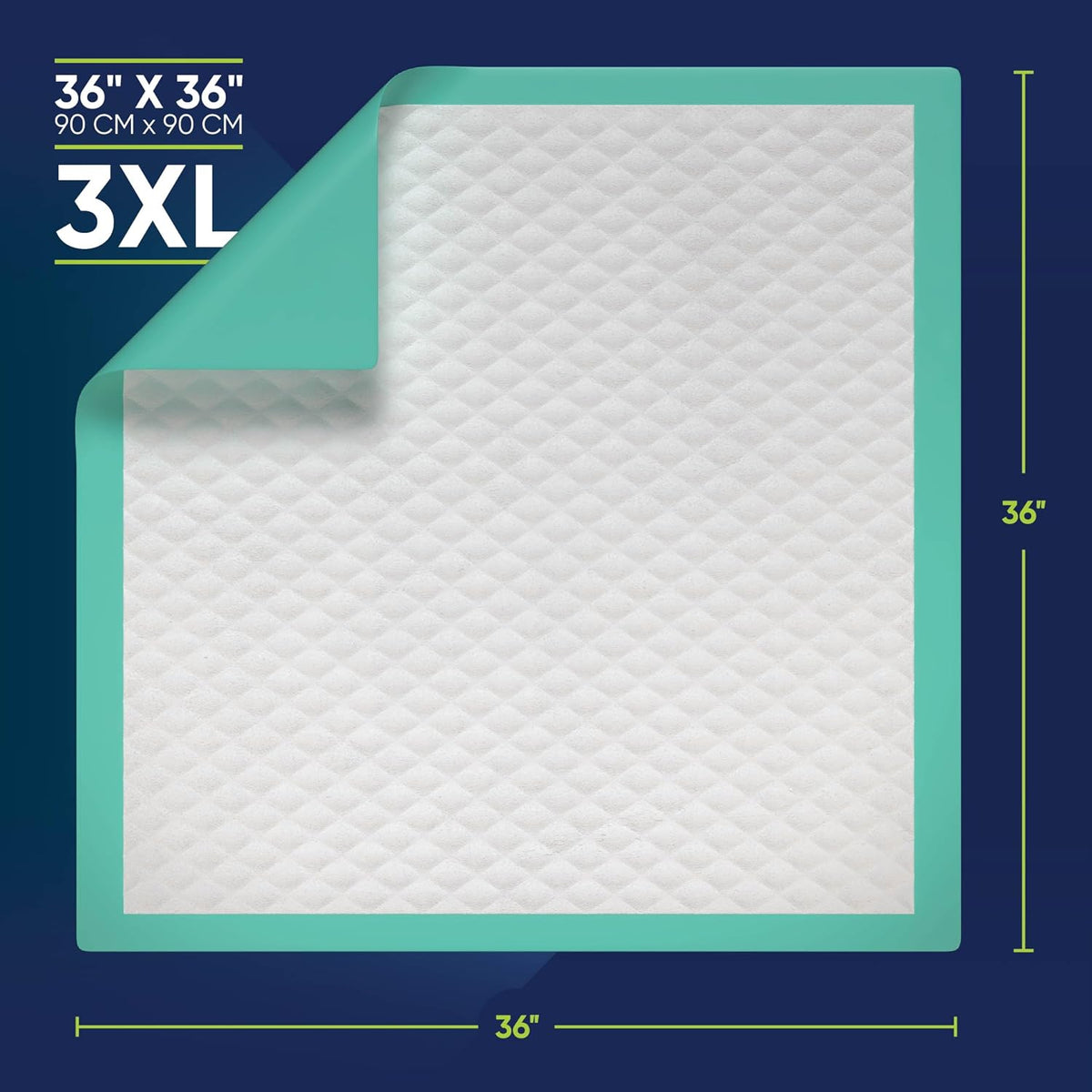 50 Pack Disposable Bed Pads 36 X 36 Inches, Super Absorbent Extra Large Incontinence Underpads, 125 Gram Heavy Duty Ultra Absorbency Medical Chux, Baby Changing Pad, Dog Puppy Pet Training Pee Pad
