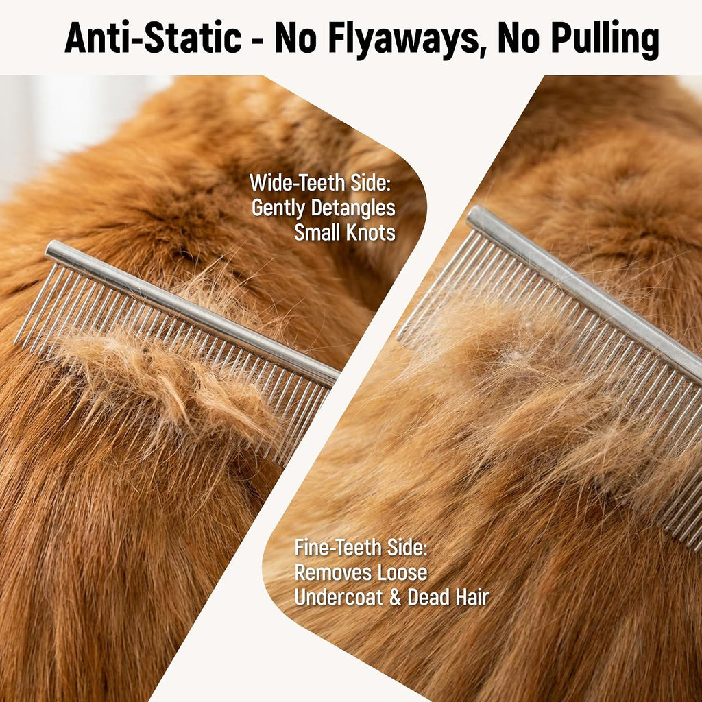 2-Piece Metal Greyhound Comb Set for Long-Haired Dogs & Cats