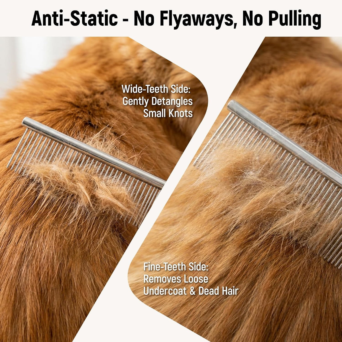 2-Piece Metal Greyhound Comb Set for Long-Haired Dogs & Cats