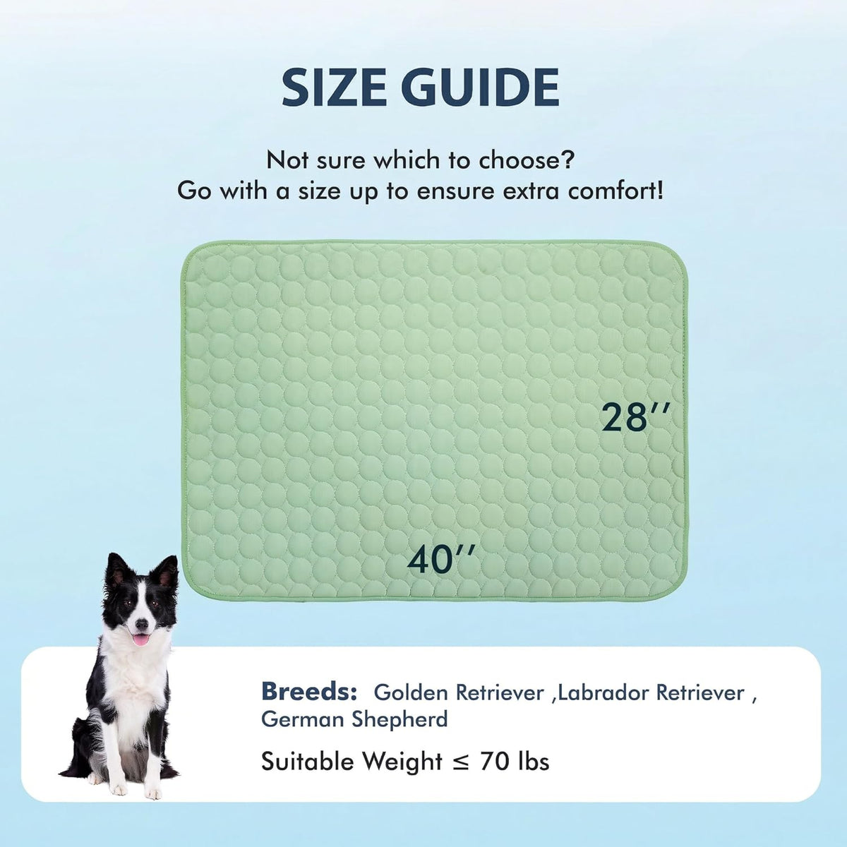 MICROCOSMOS Summer Cooling Mat & Sleeping Pad- Water Absorption Top, Materials Safe, Easy Carry, EZ Clean. Keep Cooling for Pets, Kids and Adults.(Green, 40" x28")