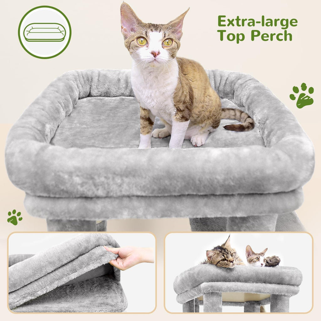 Globlazer Heavy Duty Cat Trees for Big Cats Maine Coon, F61, Cloud Grey
