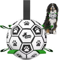 QDAN Large Dog Toys, Soccer Ball for Dogs with Straps, 9 Inch Big Dog Ball | Training Soccer Balls for >90 lbs Dogs, Giant Herding Ball for Dogs, Interactive Water Pool Toys for Tug Chase, Dog Birthday