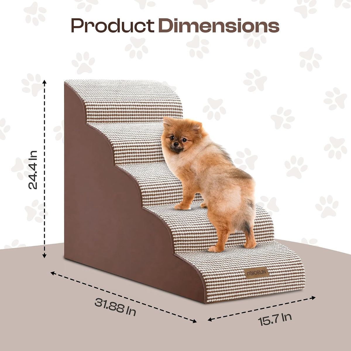 Miorun Dog Stairs for High Beds, 24.5" Foam Pet Ramp Step for Small Dogs