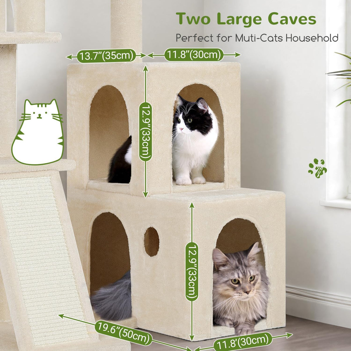 Globlazer Maine Coon Cat Tower for Indoor Adult Cats, F50, Beige