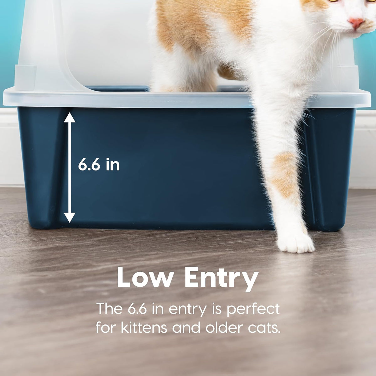 IRIS USA XX-Large High Sided Cat Litter Box, Scatter Shield, Navy