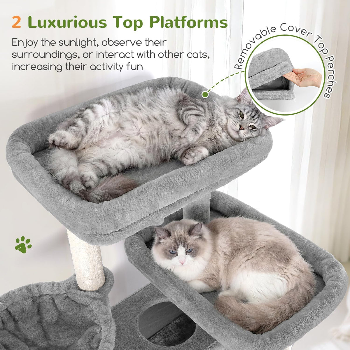Globlazer Large Cat Tree 72in Tall Cat Climbing Tower, F72G, Light Grey