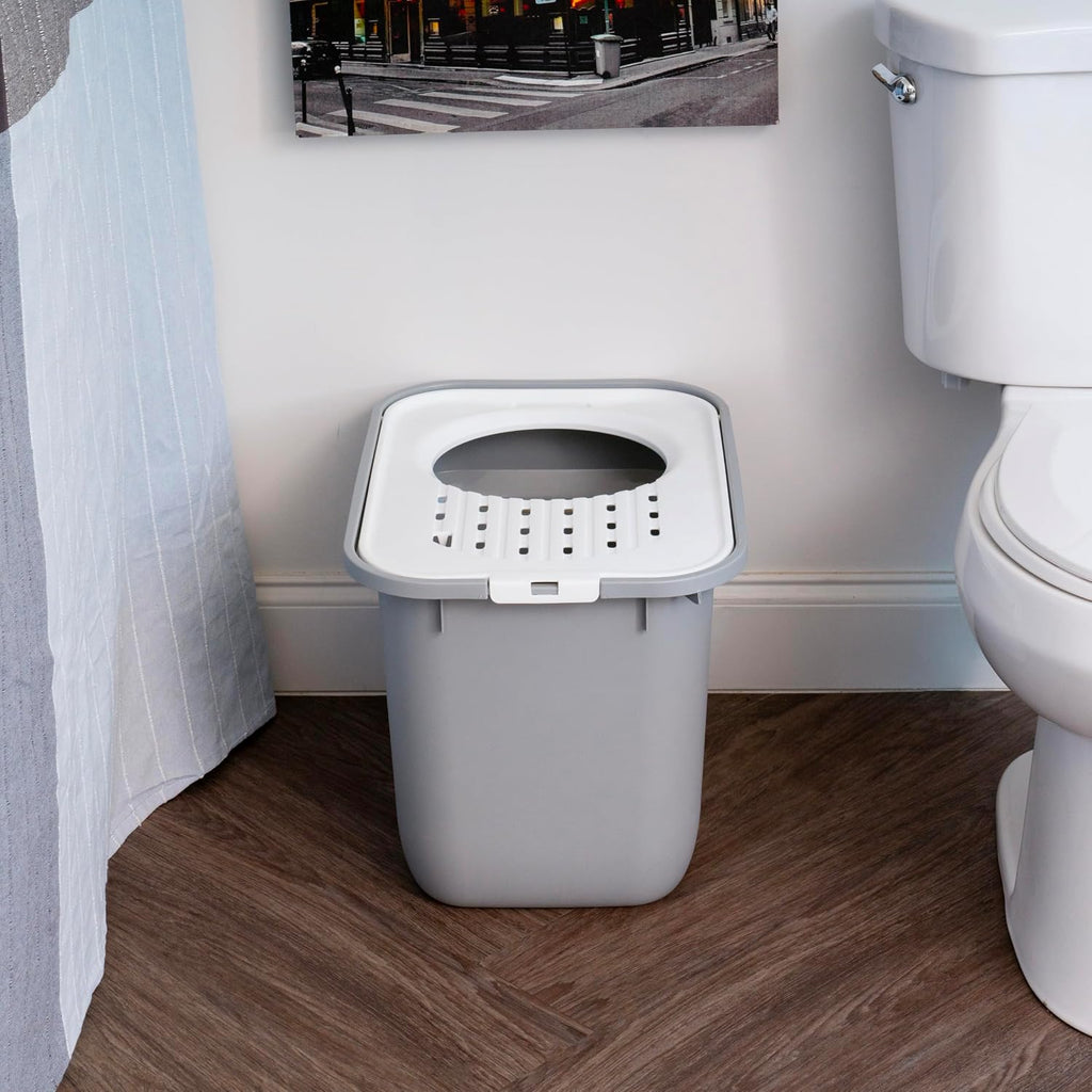 IRIS USA Large Top Entry Cat Litter Box, Hooded Privacy, Gray/White | Multi-Cat Households, Enclosed Top Access, Mess Containment System, Protected Interior, Reduced Tracking, Odor Trapping