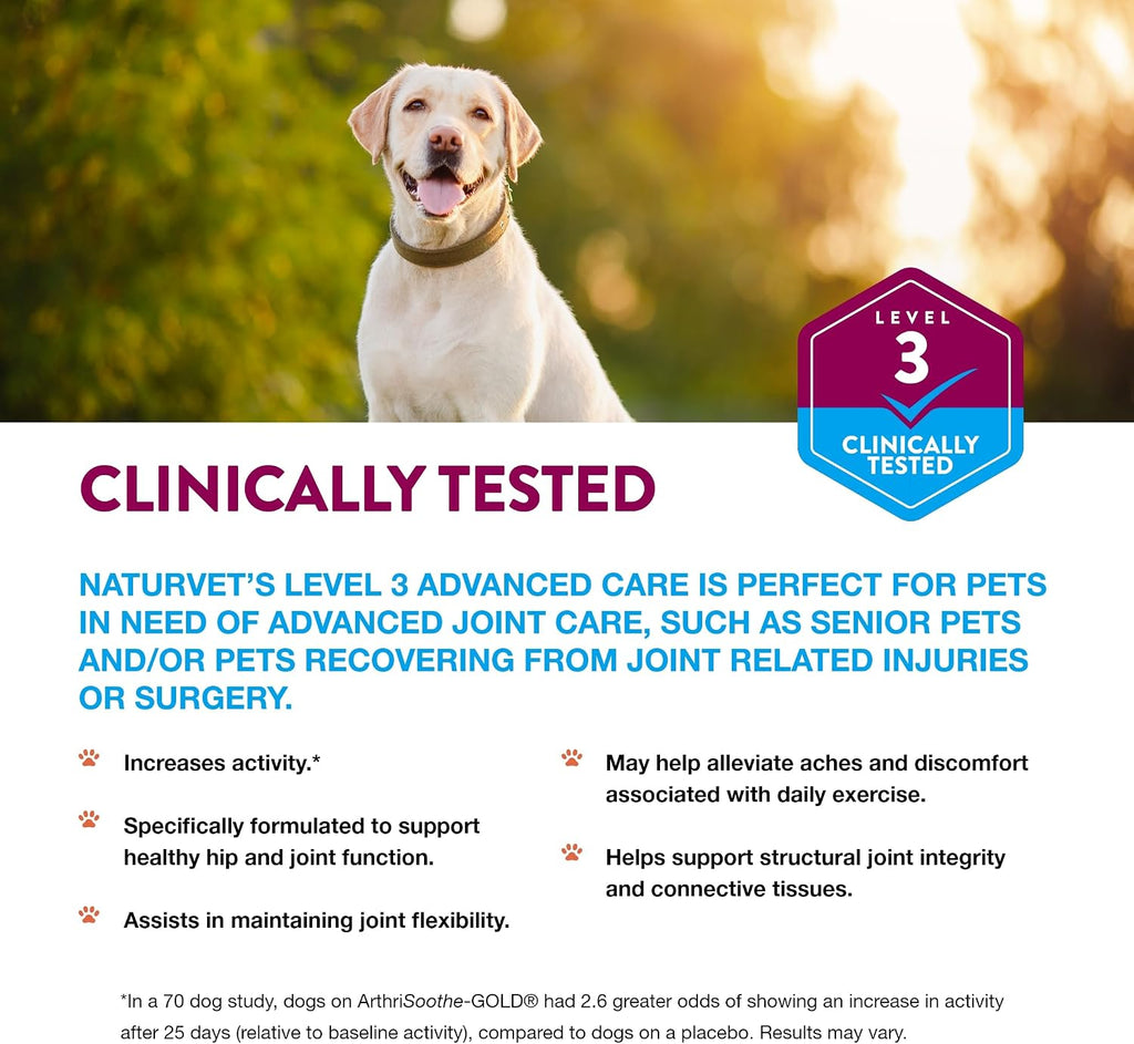 NaturVet Clinically Tested ArthriSoothe-Gold Level 3 Advanced - 240 ct