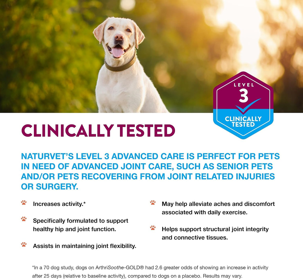NaturVet Clinically Tested ArthriSoothe-Gold Level 3 Advanced - 240 ct