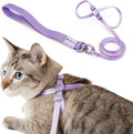 Cat Harness and Leash 2-in-1, Escape Proof Anti-Choking Harness Adjustable Lightweight Leash One-Piece Non-Detachable for Kitten Cats Outoor Walking Training, US IDA Bronze Award (Purple)