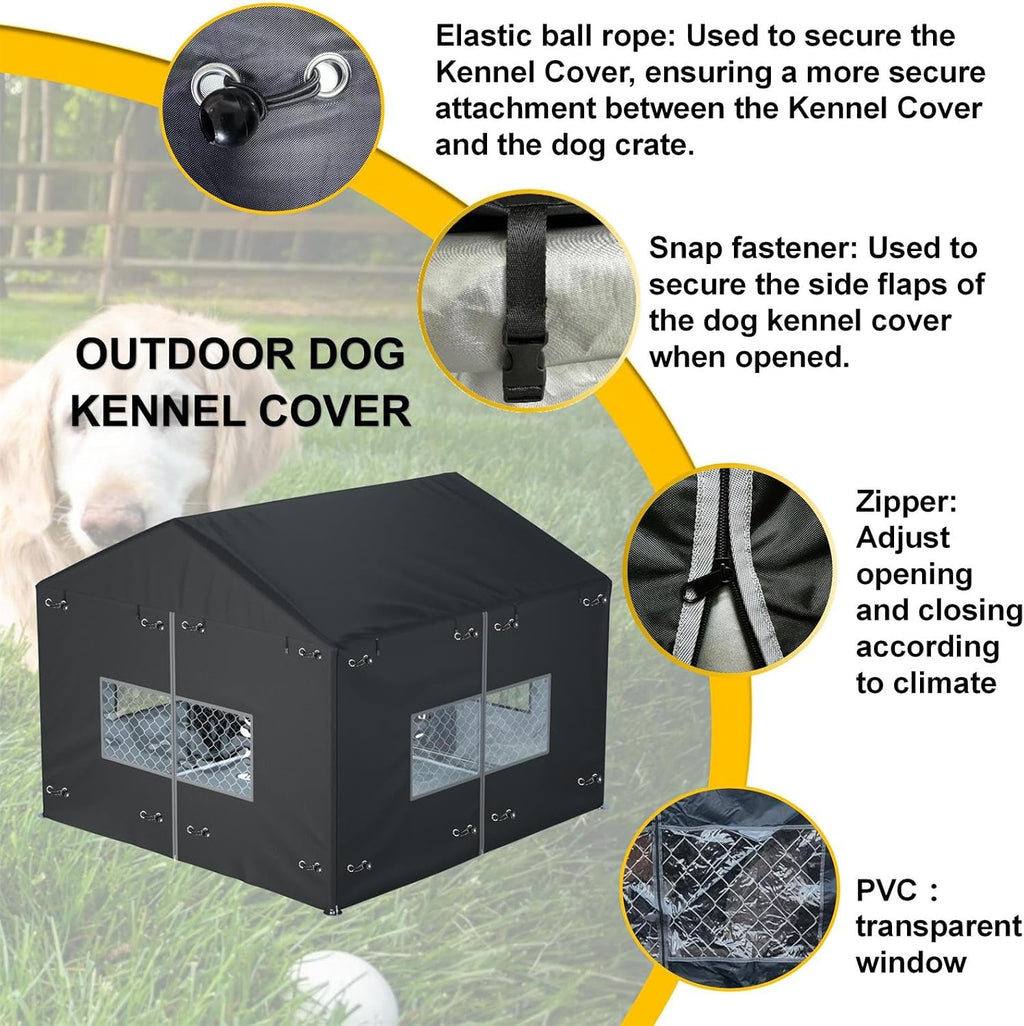 Outdoor Dog Kennel Cover 6.7x6.7x5.8 ft - Full Coverage (Only Covers)