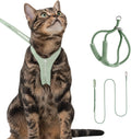 Escape Proof Cat Harness and Leash Set, Y Shape Cat Harness Adjustable Anti-Choke Soft Padded Vest Harness Hands Free Cat Rope Leash and Harness Set for Kitten Cats≤26lbs (Olive, M)