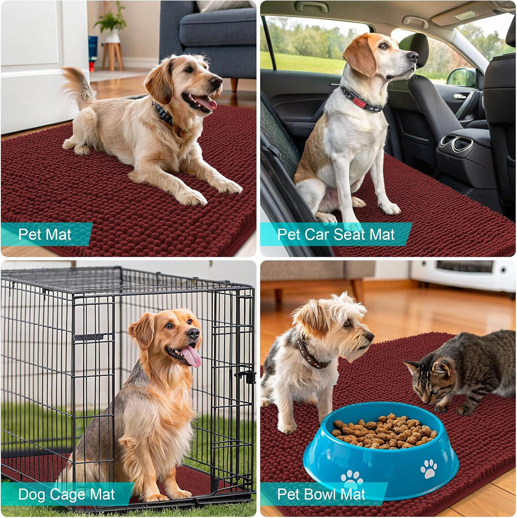 OLANLY Dog Door Mat for Muddy Paws 24x16, Super Absorbent Chenille Mud Mat