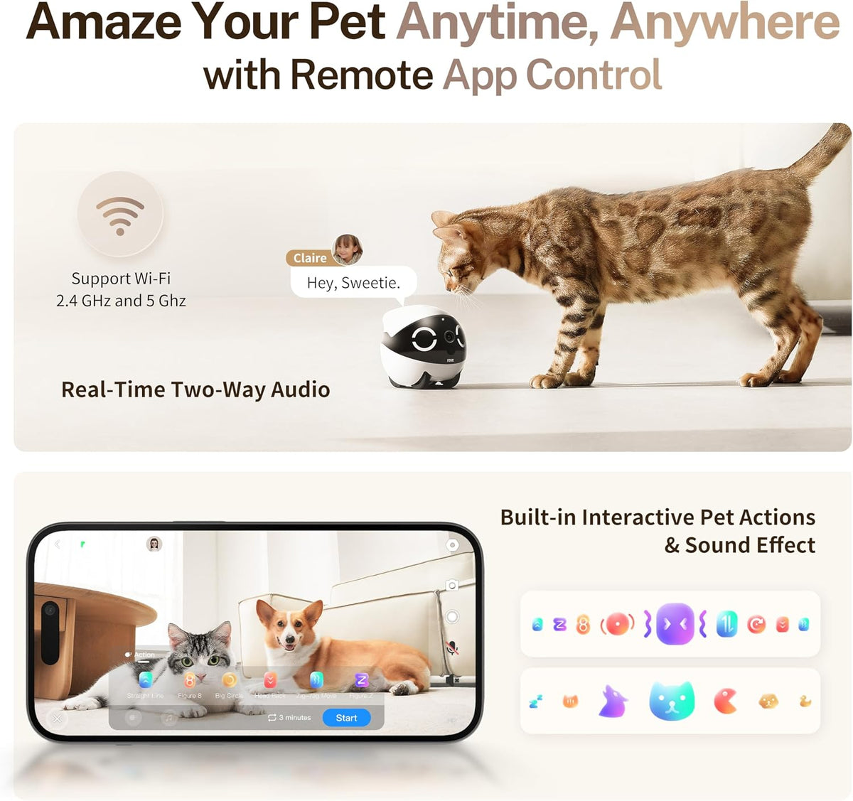Enabot EBO ROLA Mini Pet Camera Robot: 2K FamilyBot Mobile Home Companion