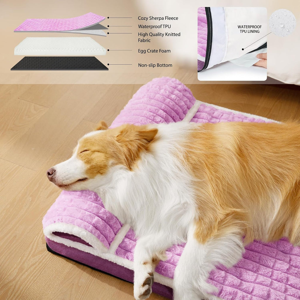 Orthopedic Large Dog Bed Pillow Pet Sofa Bed 42''X28'' Lilac
