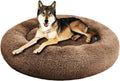 SAVFOX 45 inches Calming Donut Dog Bed - 3X Durable Plush Faux Fur, Machine Washable & Non-Slip, Fits up to 150 lbs, Brown