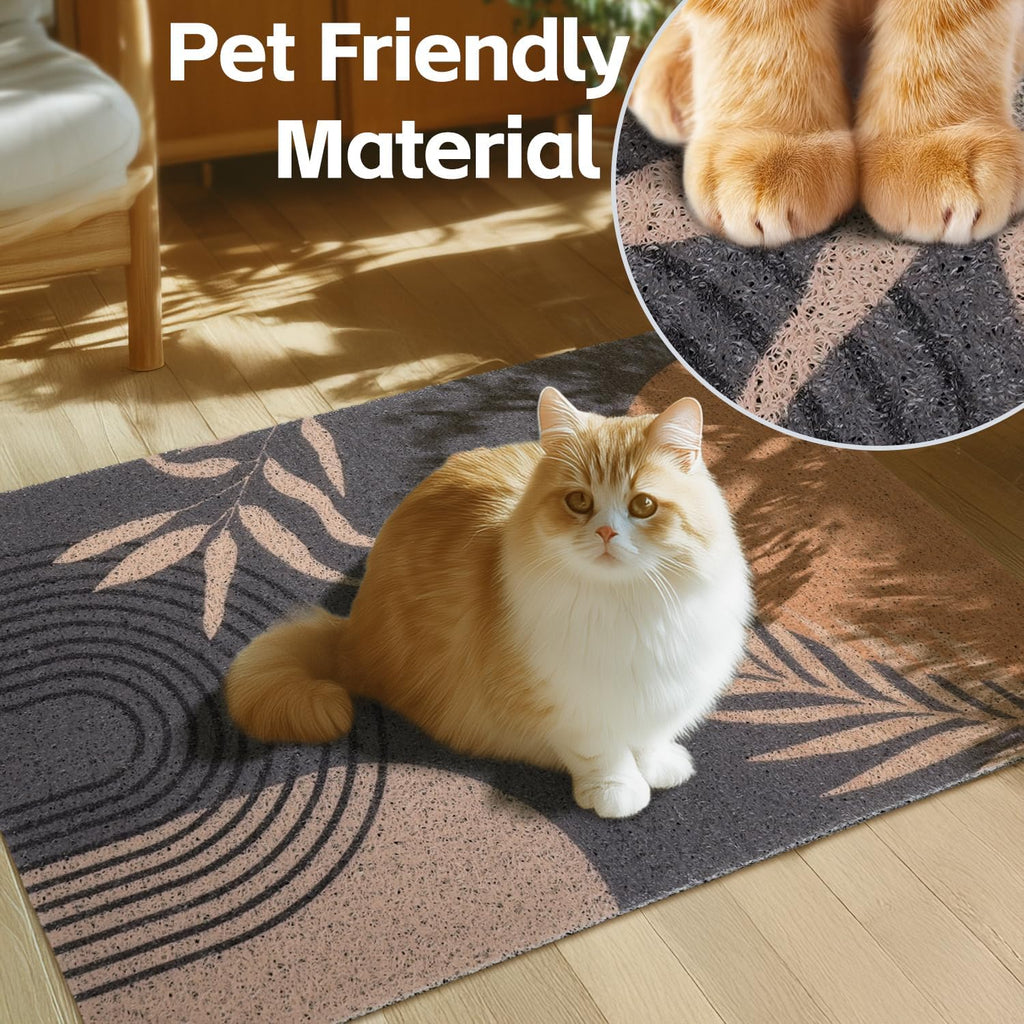 Cat Litter Mat Litter Trapping Mat, 33"x22" Waterproof Urine Proof Litter Box Mat Catcher Mat Non-Slip Washable for Kitty Kitten, Black