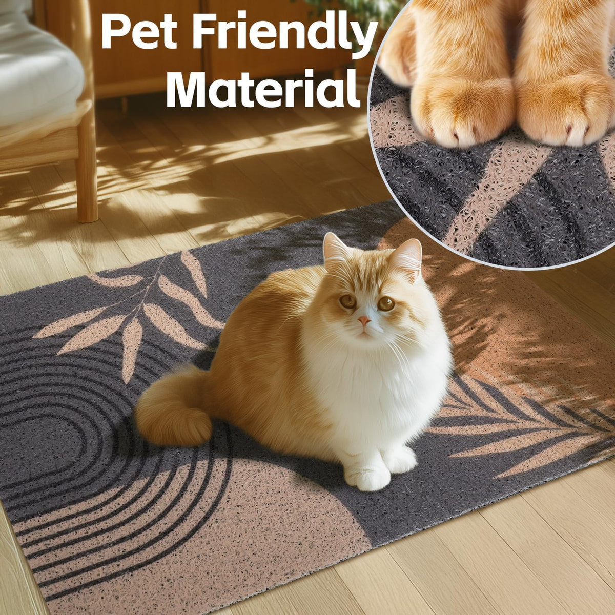 Cat Litter Mat Litter Trapping Mat, 33"x22" Waterproof Urine Proof Litter Box Mat Catcher Mat Non-Slip Washable for Kitty Kitten, Black