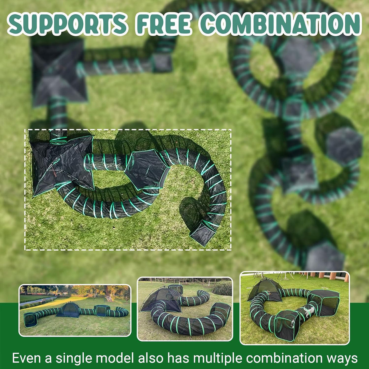 Pawtenda 6-in-1 Cat Tent & Enclosure Outdoor, Foldable Playpen with Tunnels