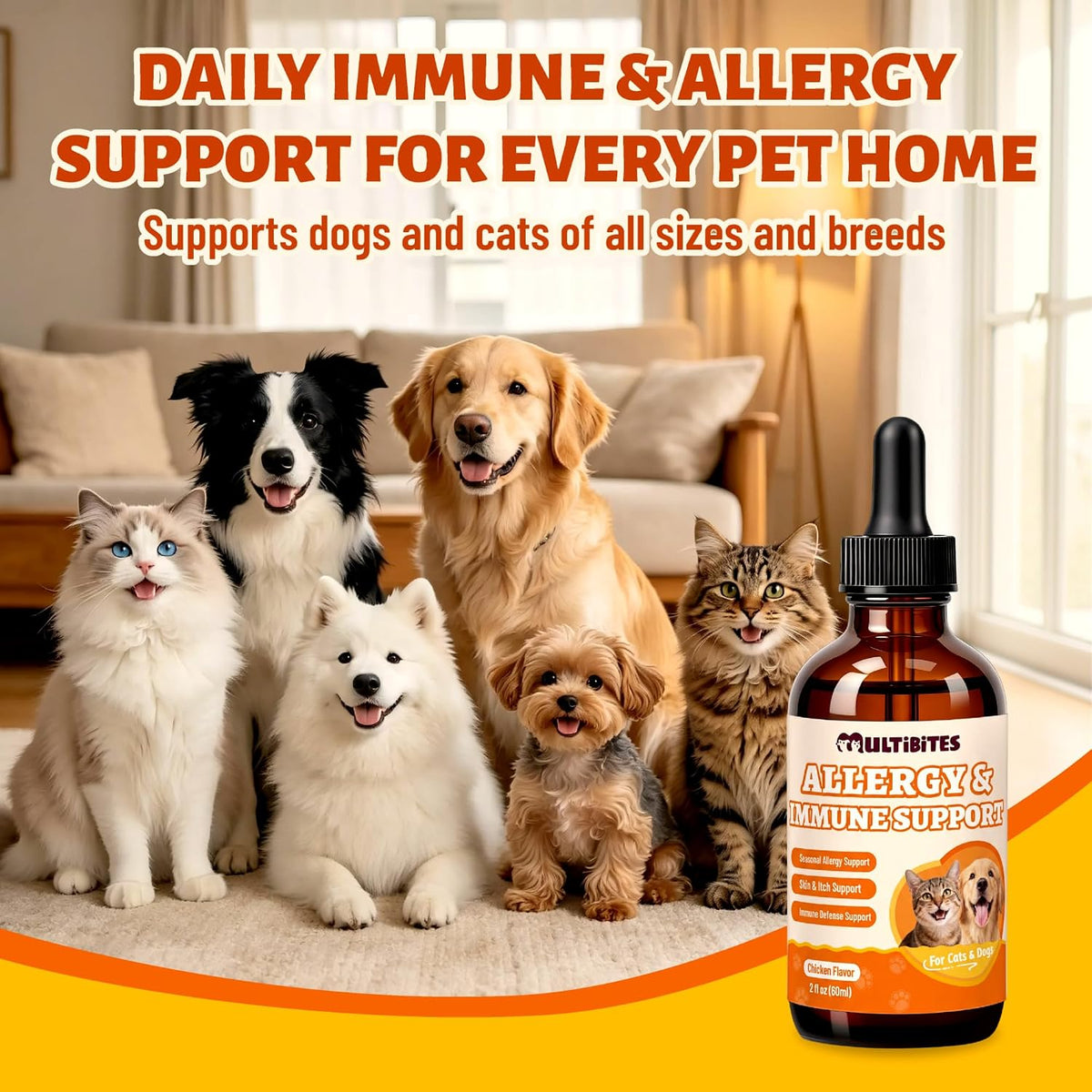 Allergy Relief & Immune Support Drops for Dogs & Cats, 60 ml