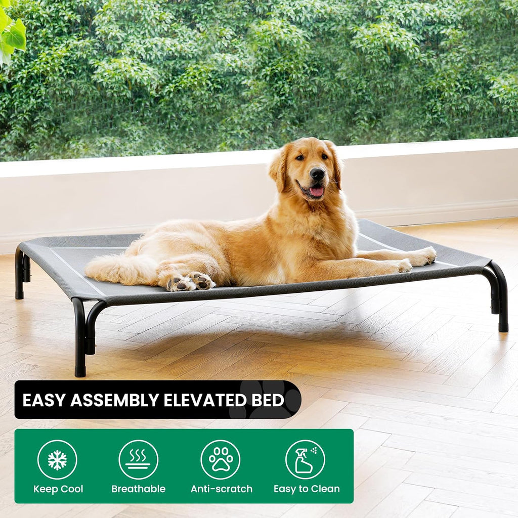 Elevated Dog Bed Outdoor Cooling Raised Cot for XL Dogs, Gray 53.9in