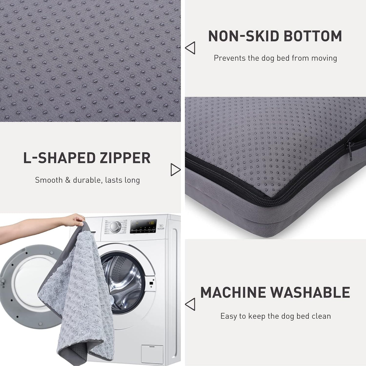 KSIIA Washable Dog Crate Bed Waterproof for Large Dogs,35x22 in,Light Gray