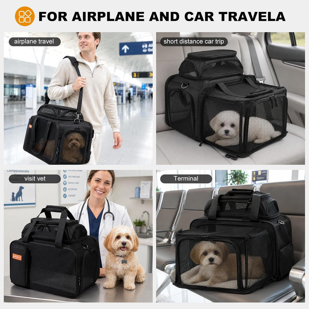 pidipiti 18x12x11 top Expandable pet Carrier for Allegiant Frontier Airline