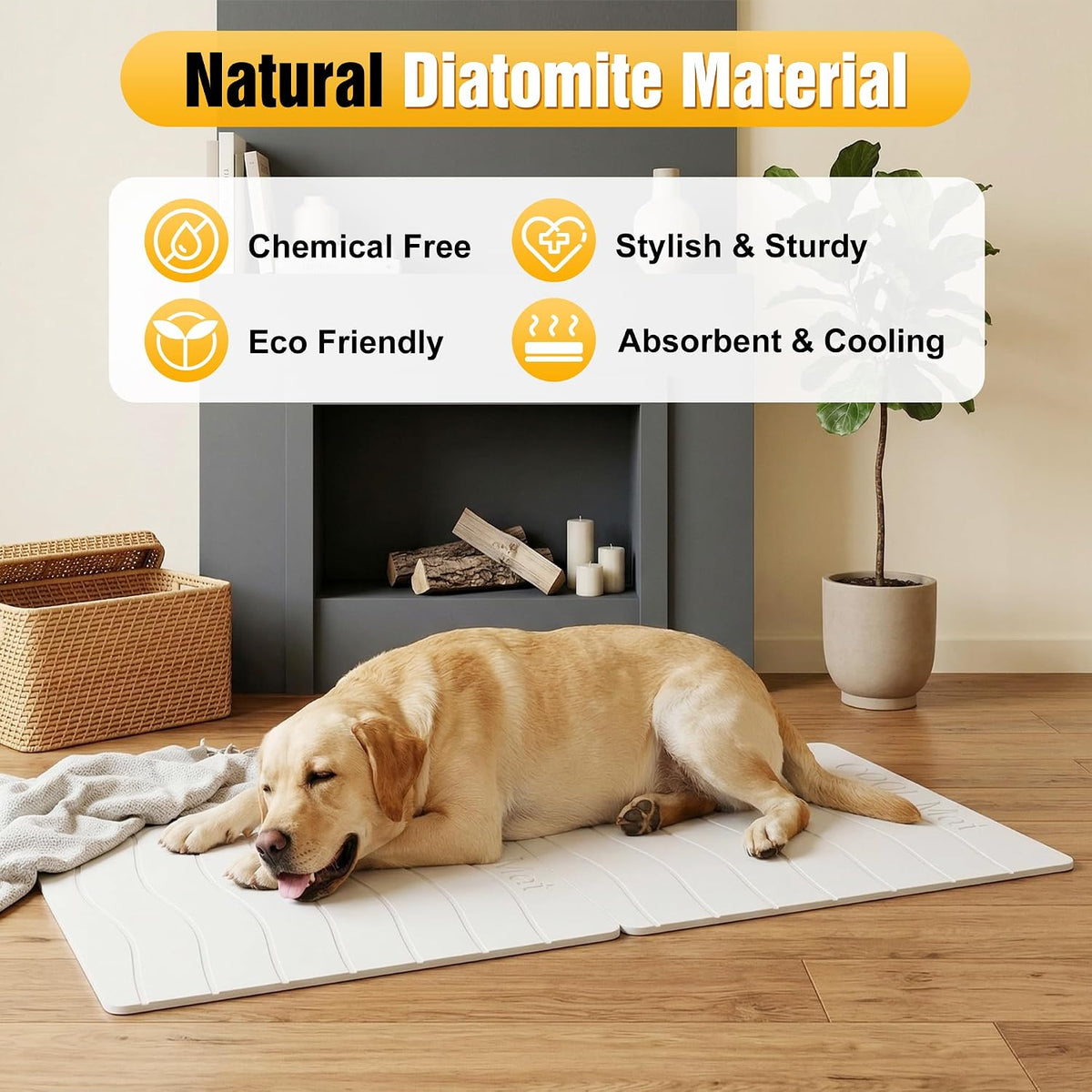 Double-Side 2 in 1 Pet Food Mat & Cooling Mat (White, 31"*16")