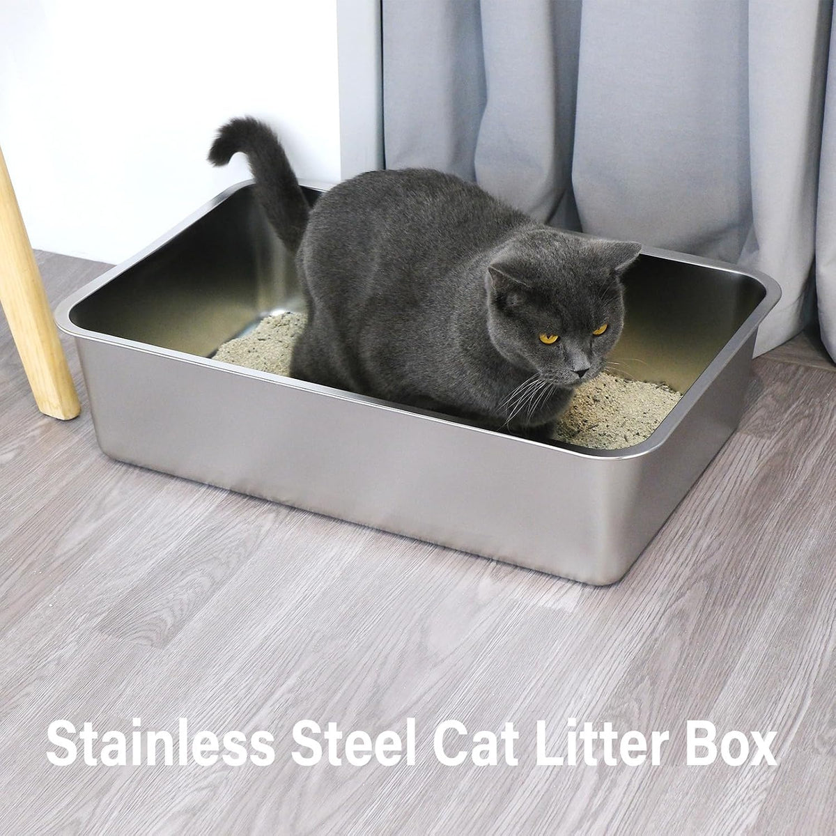 Stainless Steel Litter Box XL,Metal Cat Litter Box for Big Cats