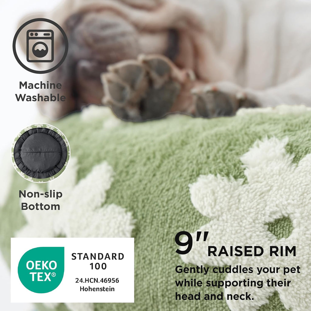 LE SURE Shown on TV Jacquard Donut Dog Beds Extra Large,Green 42x42x9in