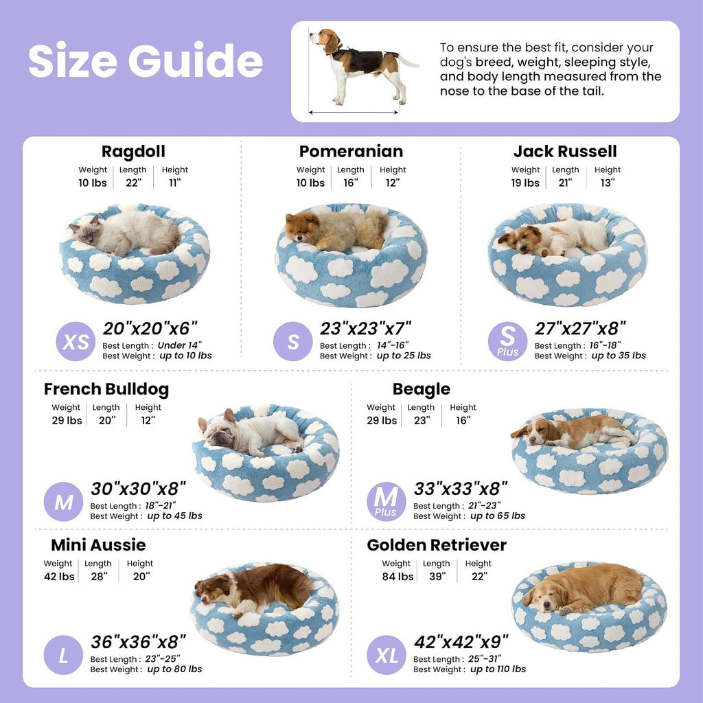LE SURE Shown on TV Jacquard Donut Cute Small Dog Beds,Blue 27x27x8in