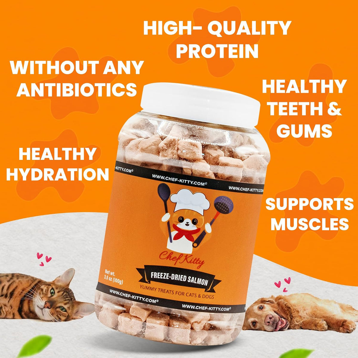 Wild Caught Freeze Dried Salmon Cat & Dog Treats, Omega-3, 2.7oz