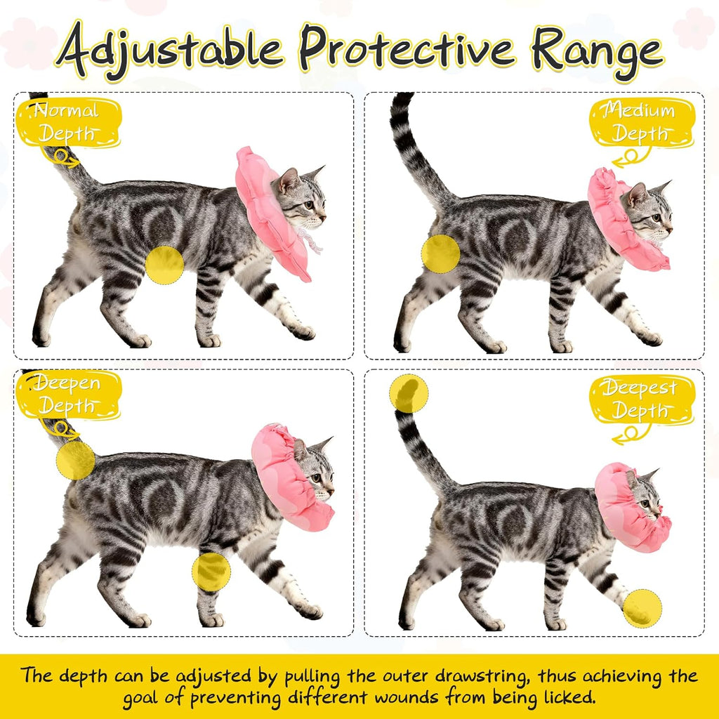 EXPAWLORER Cat Cone Collar Soft, Cat E Collar Recovery After Surgery to Stop Licking, Adjustable Waterproof Cute Neck Elizabethan Pet Kitten Puppy Donut Pillow for Cats Puppy Wound Healing, PinkL