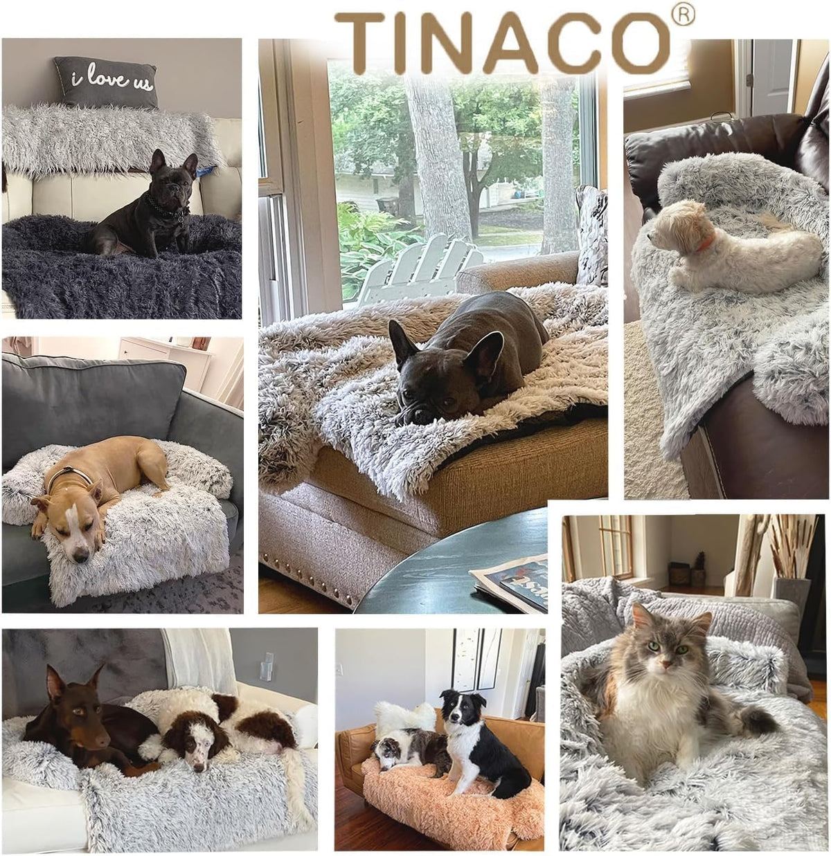 Calming Dogs/Cats Bed Mats, Dog Pad Washable Removable Couch Cover, Plush Long Fur Mat for Pets, Waterproof, Perfect for Small, Medium and Large Dogs and Cats (Desert Brown, 36"x31.5"x5.0")