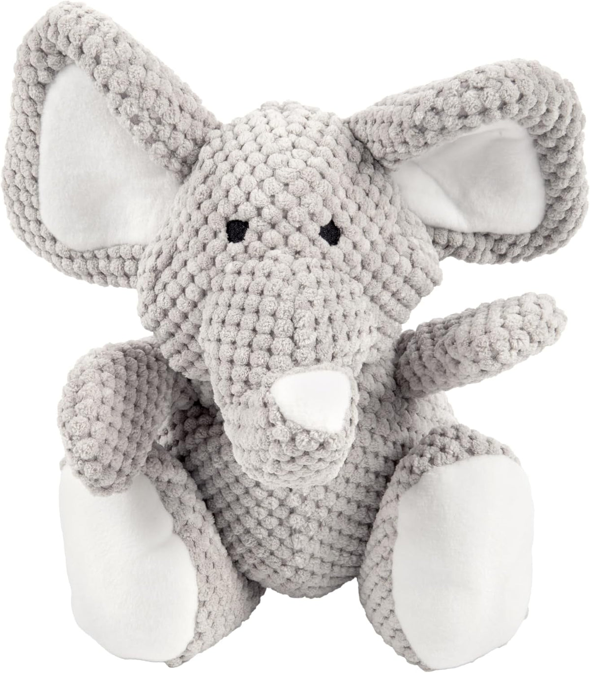 goDog Checkers Elephant Tough Plush Toy with Chew Guard Technology, Durable Checkered Fabric & Squeaker for Active Play, Gray, Large (Pack of 6)